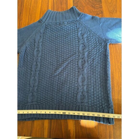 Love & Harmony Womens Blue Red Hearts Acrylic Cable Knit Fisherman Sweater Large - Picture 6 of 9